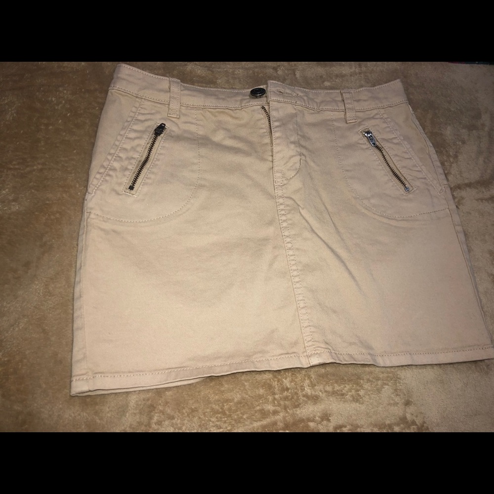 Gap Double Zipper Khaki Mini Skirt